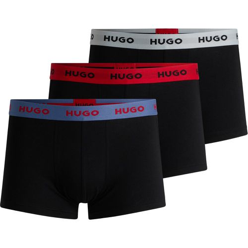 Lot de trois boxers courts en coton stretch avec taille logotée - HUGO - Modalova