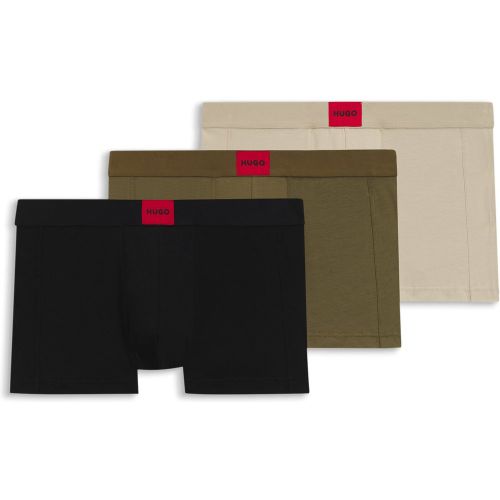 Lot de trois boxers courts en coton stretch avec taille logotée - HUGO - Modalova