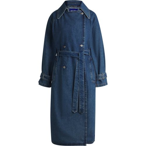 Trench croisé en denim bleu foncé - HUGO - Modalova