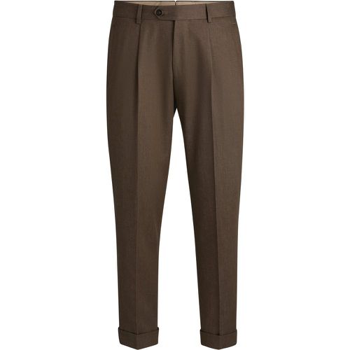 Pantalon Relaxed en laine vierge à motif - Boss - Modalova