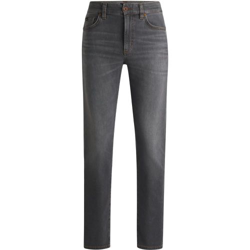 Jean Slim en denim stretch anthracite agrémenté de cachemire - Boss - Modalova