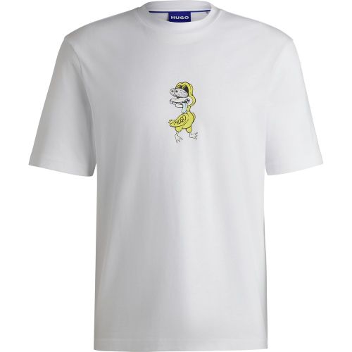 T-shirt en jersey de coton à motif animalier graphique - HUGO - Modalova