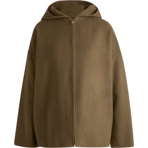 Manteau à capuche en laine mélangée double face - Boss - Modalova