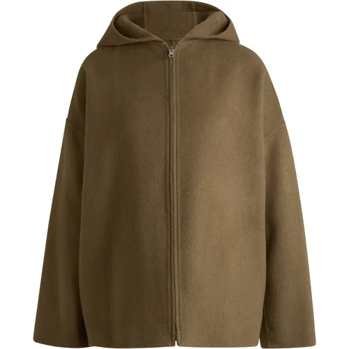 Manteau à capuche en laine mélangée double face - Boss - Modalova