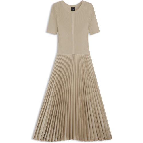 Robe en mélange de matières avec jupe plissée - Boss - Modalova