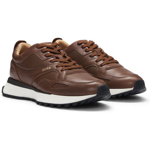 Baskets style chaussures de course avec tige en cuir bruni - Boss - Modalova