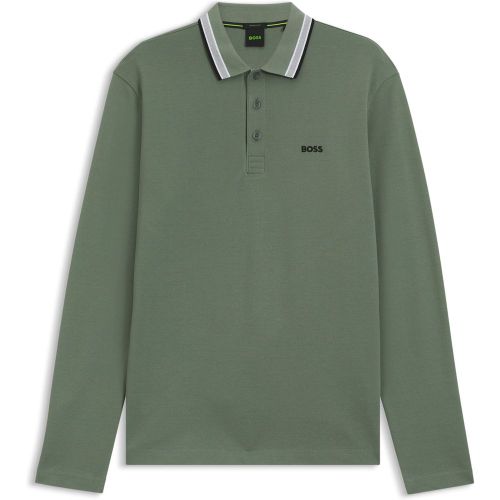 Polo en piqué de coton avec logo contrastant - Boss - Modalova