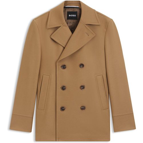 Manteau court croisé Slim en laine mélangée - Boss - Modalova