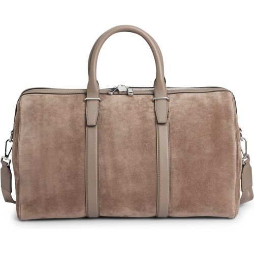 Sac de voyage en cuir suédé avec finitions en cuir lisse - Boss - Modalova