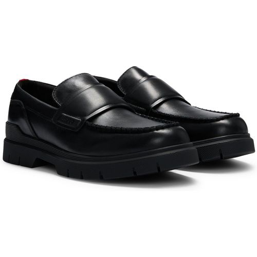 Mocassins en cuir à double surpiqûre - HUGO - Modalova