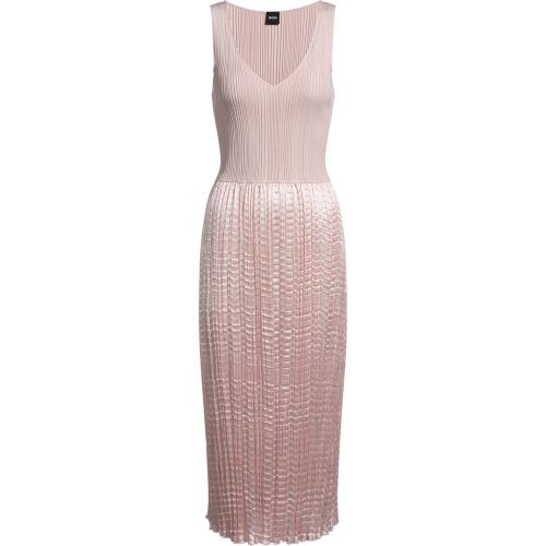 Robe en maille avec jupe structurée brillante - Boss - Modalova