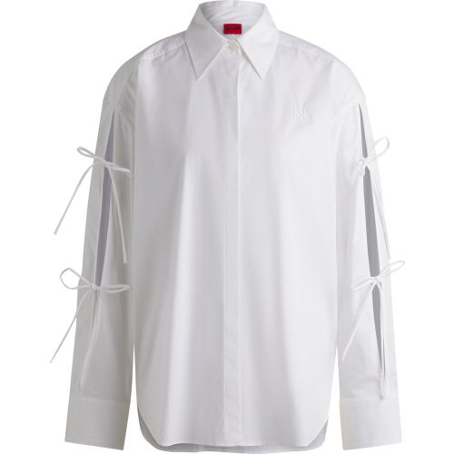 Chemisier Oversize en coton avec manches à nœuds - HUGO - Modalova