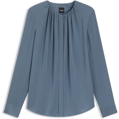 Chemisier Regular sans col en soie stretch - Boss - Modalova