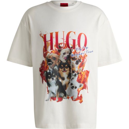 T-shirt Oversize en coton à motifs chiens - HUGO - Modalova