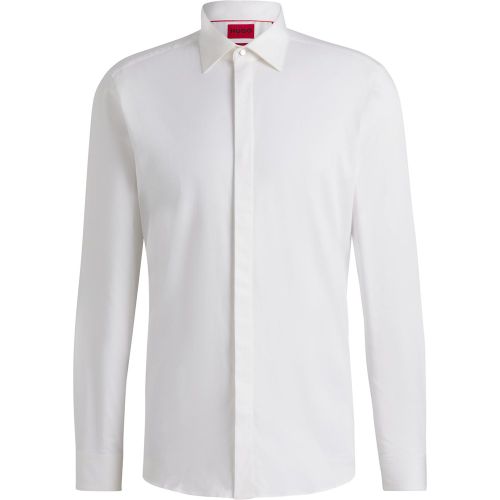 Chemise moderne en satin de coton stretch - HUGO - Modalova