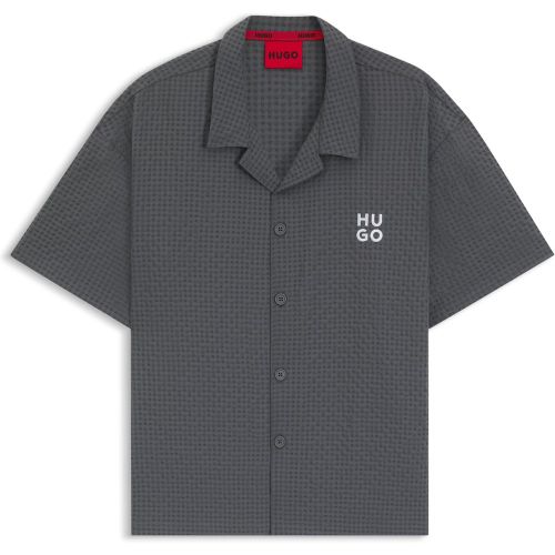 Chemise Regular en tissu gaufré avec logo brodé - HUGO - Modalova
