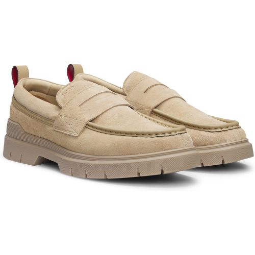 Mocassins en cuir suédé avec finitions en similicuir - HUGO - Modalova