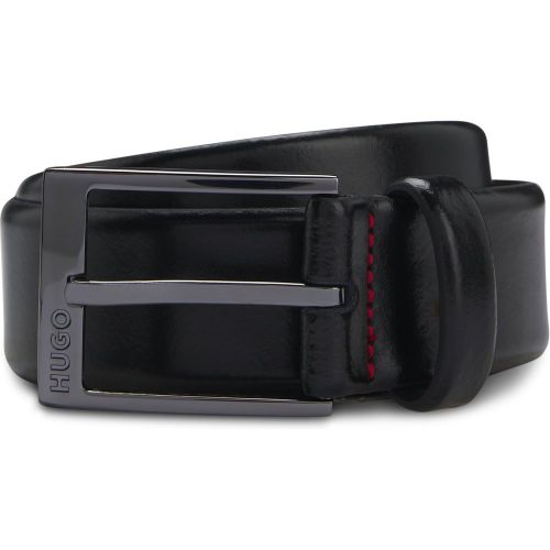 Ceinture en cuir italien avec boucle à logo gravé - HUGO - Modalova