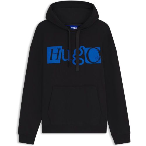 Sweat à capuche en molleton de coton avec logo imprimé en relief - HUGO - Modalova