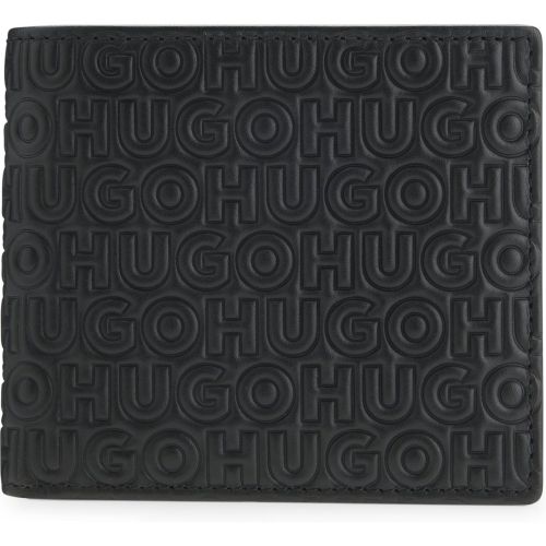 Portefeuille en cuir à logos embossés géométriques et revisités - HUGO - Modalova