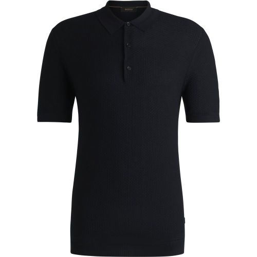 Polo en maille de soie à la structure mélangée - Boss - Modalova