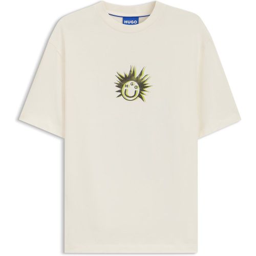 T-shirt en jersey de coton avec motif Happy - HUGO - Modalova
