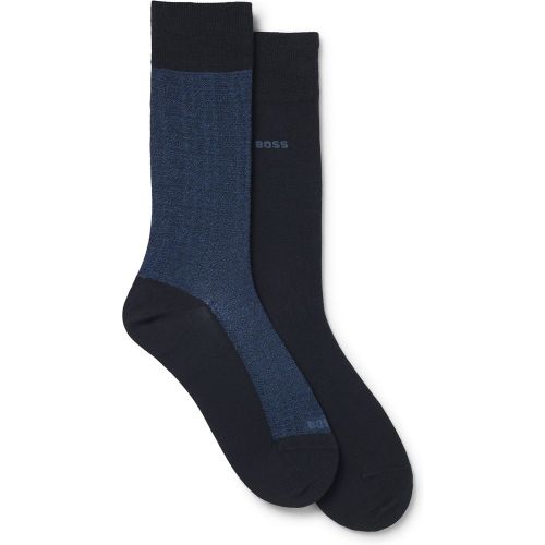Lot de deux paires de chaussettes mi-mollet en coton mélangé - Boss - Modalova