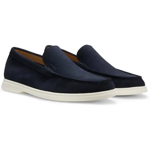 Mocassins en cuir suédé avec semelle extérieure contrastante - Boss - Modalova