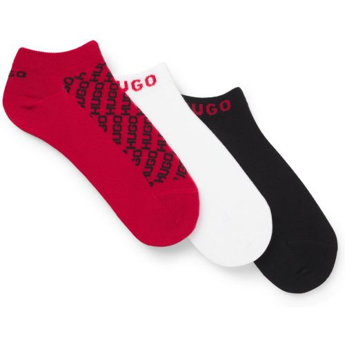 Lot de trois paires de chaussettes basses avec détails logotés - HUGO - Modalova