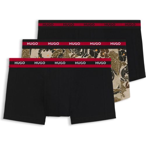 Lot de trois boxers courts en coton stretch avec taille logotée - HUGO - Modalova