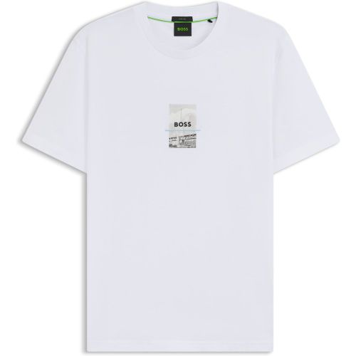 T-shirt décontracté en coton stretch à imprimé photographique - Boss - Modalova