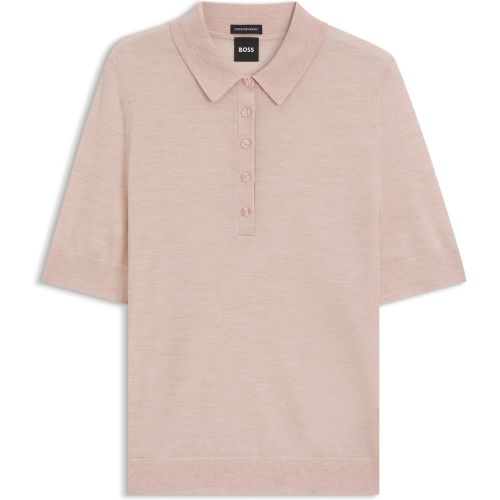 Pull polo en laine mérinos avec patte de boutonnage à 5 boutons - Boss - Modalova