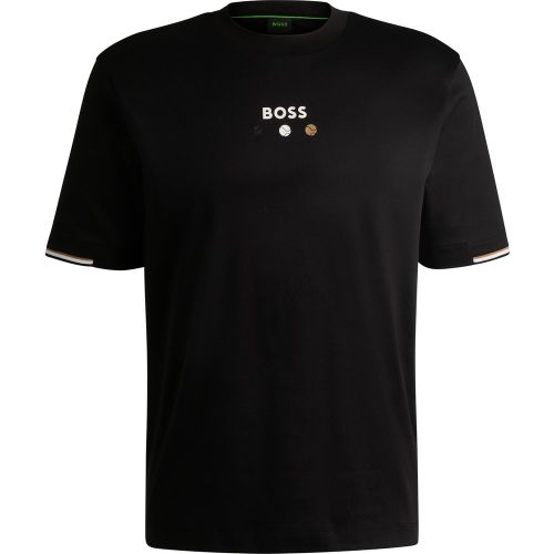 T-shirt en coton Pima à motifs balles de tennis - Boss - Modalova