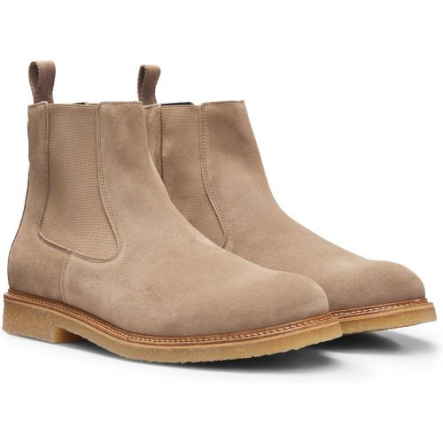 Bottines en cuir suédé à empiècements élastiques - Boss - Modalova