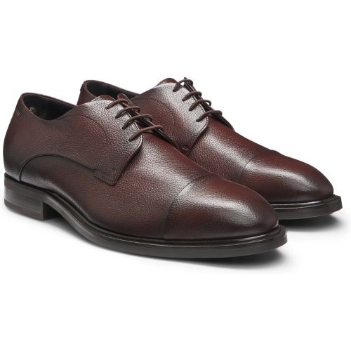 Chaussures derby en cuir grainé à bout droit - Boss - Modalova