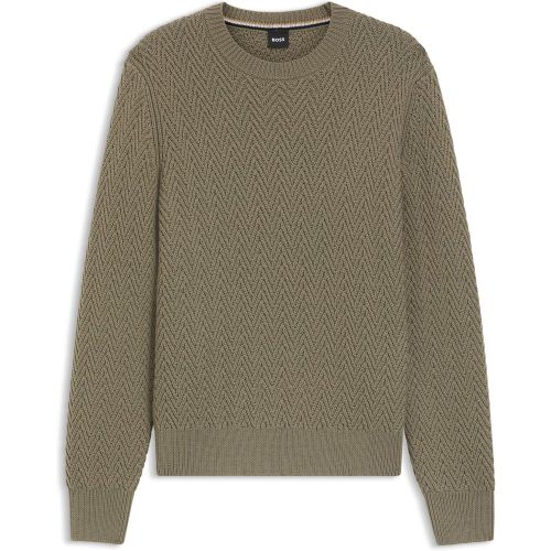 Pull en laine vierge à la structure chevrons - Boss - Modalova