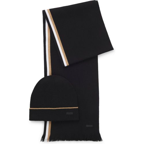 Coffret cadeau bonnet et écharpe à rayures - Boss - Modalova