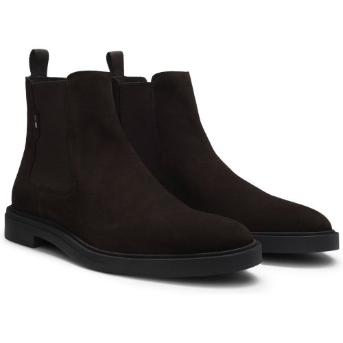 Bottines en cuir suédé à rayures emblématiques - Boss - Modalova