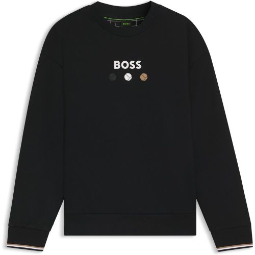 Sweat en molleton de coton à détail logoté - Boss - Modalova