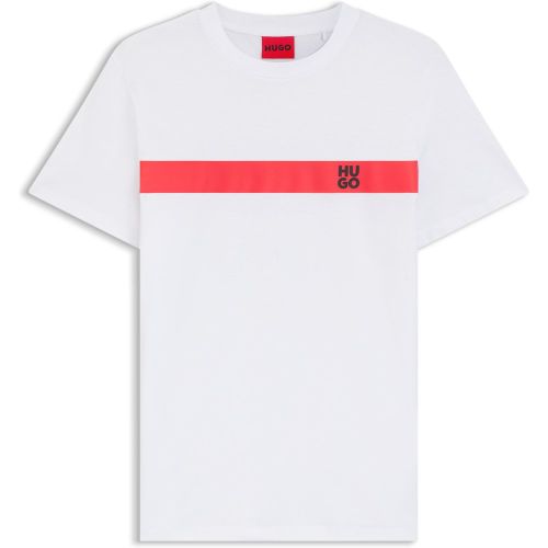 T-shirt en jersey de coton à rayures et logo - HUGO - Modalova