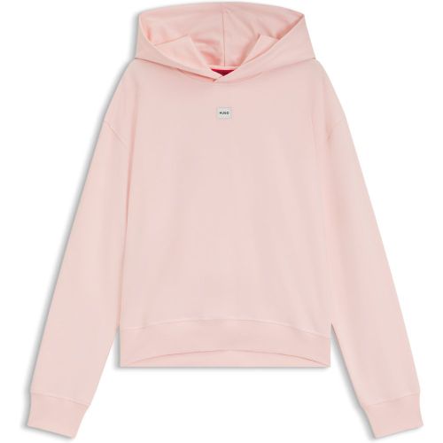 Sweat à capuche en jersey stretch avec étiquette logo rouge - HUGO - Modalova