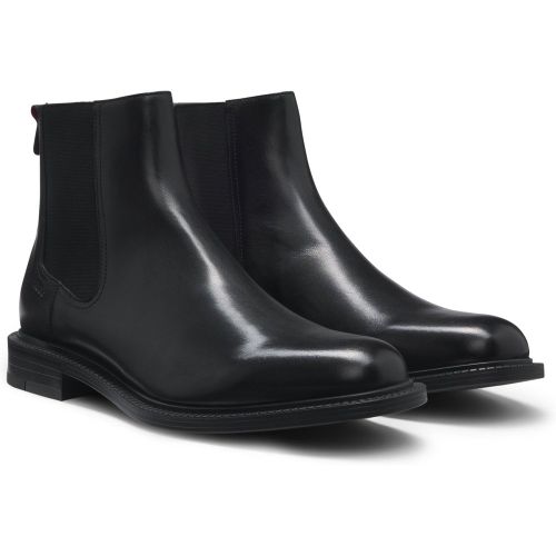 Bottines en cuir à empiècements élastiques - HUGO - Modalova