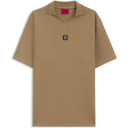 Polo à col Johnny en coton mélangé structuré - HUGO - Modalova