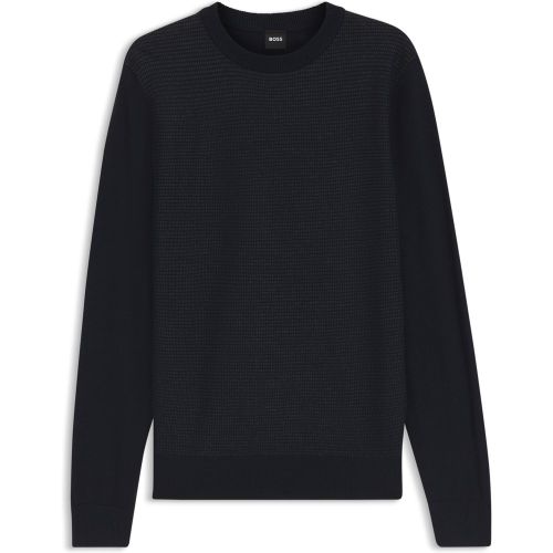 Pull en laine vierge mélangée aux différentes structures - Boss - Modalova