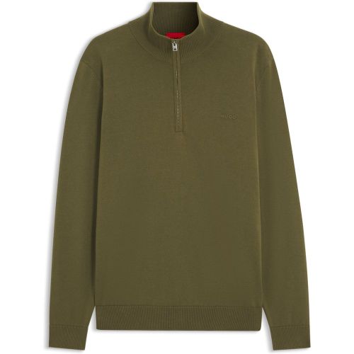 Pull en coton avec fermeture éclair courte - HUGO - Modalova