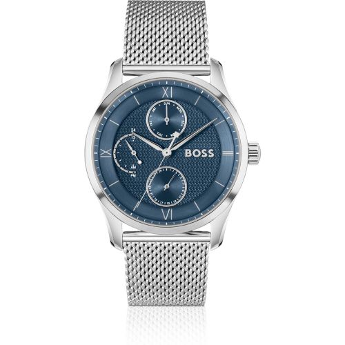 Montre à cadran bleu et bracelet en maille milanaise - Boss - Modalova