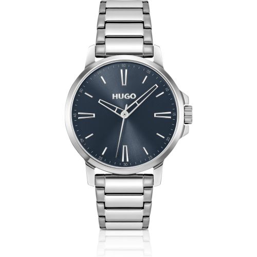 Montre à cadran bleu et bracelet en acier - HUGO - Modalova