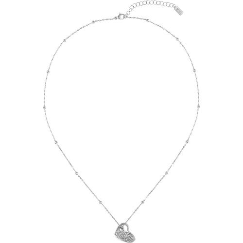 Collier chaîne argentée avec pendentif double cœur - Boss - Modalova