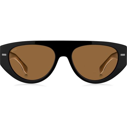 Lunettes de soleil en bio-acétate avec branches à logo laser - Boss - Modalova