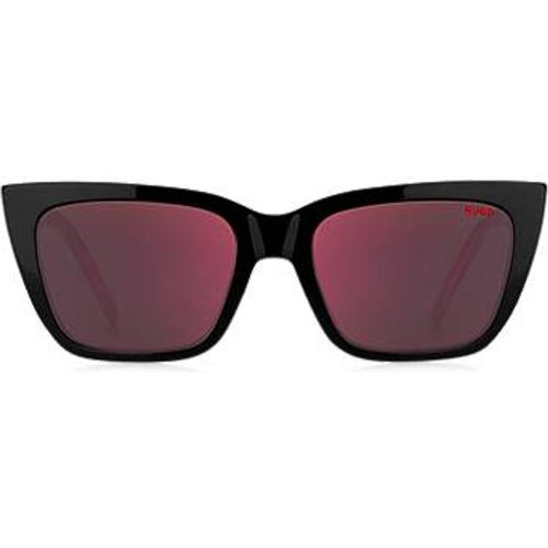 Lunettes de soleil bicolores en acétate rouge et et carbone - HUGO - Modalova